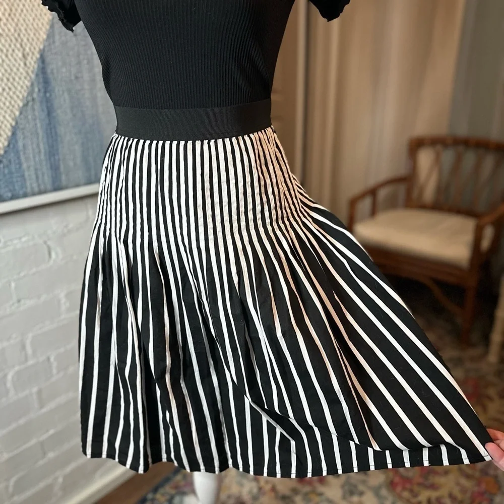 Amanda + Chelsea Black and White Striped Skirt